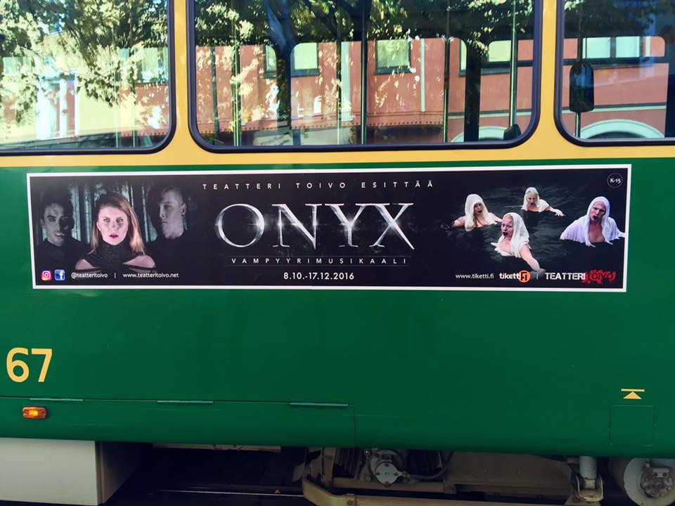 Teatteri Toivo · Onyx — Print design · Tram advertising